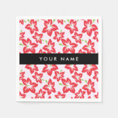 赤いハイビスカス、赤い花、あなたの名前 スタンダードカクテルナプキン (正面)