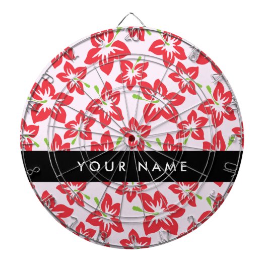 赤いハイビスカス、赤い花、あなたの名前 ダーツボード (正面)