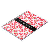 赤いハイビスカス、赤い花、あなたの名前 ノートブック (左側)