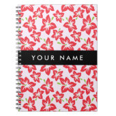 赤いハイビスカス、赤い花、あなたの名前 ノートブック (正面)