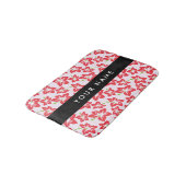 赤いハイビスカス、赤い花、あなたの名前 バスマット (アングル)