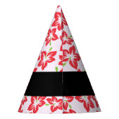 赤いハイビスカス、赤い花、あなたの名前 パーティーハット (裏面)