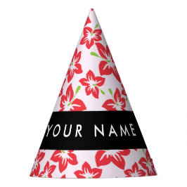 赤いハイビスカス、赤い花、あなたの名前 パーティーハット