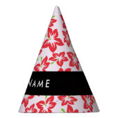 赤いハイビスカス、赤い花、あなたの名前 パーティーハット (右)