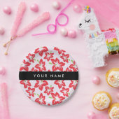 赤いハイビスカス、赤い花、あなたの名前 ペーパープレート (パーティー)