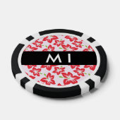 赤いハイビスカス、赤い花、あなたの名前 ポーカーチップ (シングル)