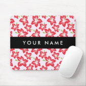 赤いハイビスカス、赤い花、あなたの名前 マウスパッド (マウス)