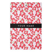 赤いハイビスカス、赤い花、あなたの名前 ミニクリップボード (裏面)