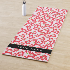 赤いハイビスカス、赤い花、あなたの名前 ヨガマット