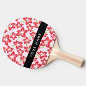 赤いハイビスカス、赤い花、あなたの名前 卓球ラケット (横)