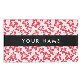 赤いハイビスカス、赤い花、あなたの名前 名札