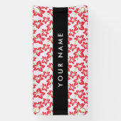 赤いハイビスカス、赤い花、あなたの名前 横断幕 (縦)