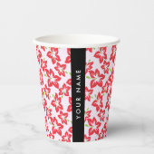 赤いハイビスカス、赤い花、あなたの名前 紙コップ (正面)