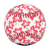 赤いハイビスカス、赤い花、あなたの名前 野球ボール (裏面)