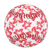 赤いハイビスカス、赤い花、あなたの名前 野球ボール (正面)