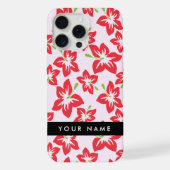 赤いハイビスカス、赤い花、あなたの名前 iPhoneケース (裏面)