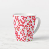 赤いハイビスカス、赤い花、花のパターン カフェラテマグ (右アングル)