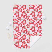 赤いハイビスカス、赤い花、花のパターン ゴルフタオル (インサイチュ)