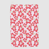 赤いハイビスカス、赤い花、花のパターン ゴルフタオル (正面)