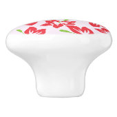 赤いハイビスカス、赤い花、花のパターン セラミックノブ (側面)