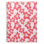 赤いハイビスカス、赤い花、花のパターン ノートブック (正面)