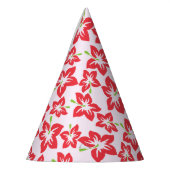 赤いハイビスカス、赤い花、花のパターン パーティーハット (左)