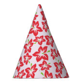 赤いハイビスカス、赤い花、花のパターン パーティーハット (右)