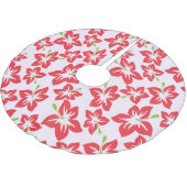 赤いハイビスカス、赤い花、花のパターン ブラッシュドポリエステルツリースカート (アングル)