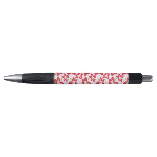 赤いハイビスカス、赤い花、花のパターン ボールペン (正面)