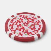 赤いハイビスカス、赤い花、花のパターン ポーカーチップ (シングル)