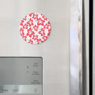 赤いハイビスカス、赤い花、花のパターン マグネット