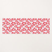 赤いハイビスカス、赤い花、花のパターン ヨガマット (正面(横))