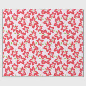赤いハイビスカス、赤い花、花のパターン ラッピングペーパー (フラット)