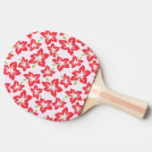 赤いハイビスカス、赤い花、花のパターン 卓球ラケット (横)