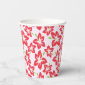 赤いハイビスカス、赤い花、花のパターン 紙コップ (裏面)
