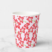 赤いハイビスカス、赤い花、花のパターン 紙コップ (右)