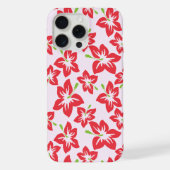 赤いハイビスカス、赤い花、花のパターン iPhoneケース (裏面)