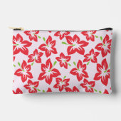 赤いハイビスカス、赤い花、花の模様 アクセサリーポーチ (正面)