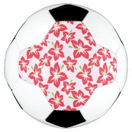 赤いハイビスカス、赤い花、花の模様 サッカーボール