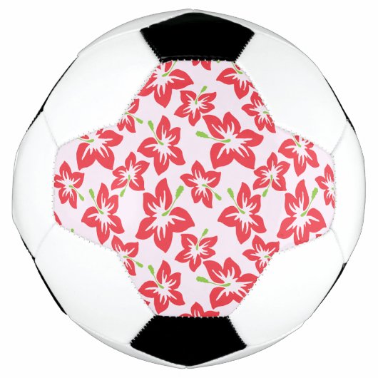 赤いハイビスカス、赤い花、花の模様 サッカーボール (正面)
