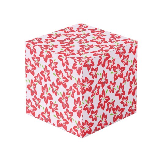 赤いハイビスカス、赤い花、花の模様 フォトキューブ (正面アングル)