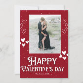 赤いハッピーバレンタインデーのタイポグラフィ写真ホリデー 招待状 (正面)
