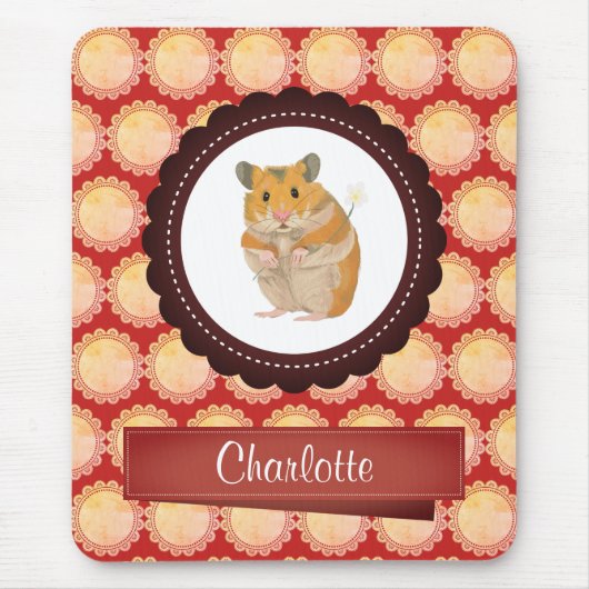 赤いハムスターを追加 マウスパッド (正面)