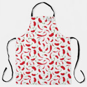 赤いハラペーノチリ唐辛子と名前タグ エプロン (正面)