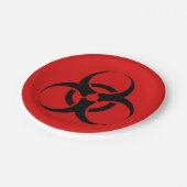 赤いハロウィンの生物学的災害［有害物質］の記号及び黒7" ペーパープレート (アングル)