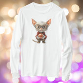 赤いハンドクリスマスキャット女性用ティー Tシャツ