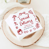 赤いハンドドローピザスペシャルデリバリーベビーシャワー スタンダードカクテルナプキン