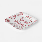 赤いハンドドローピザスペシャルデリバリーベビーシャワー ペーパープレート (傾斜あり)
