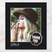 赤いハートありがとうカスタム、写真パーソナライズされた- ワインラベル (シングルラベル)