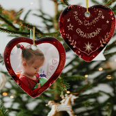 赤いハートおばあちゃんの写真 セラミックオーナメント